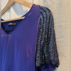 Reiss Silk Purple Short Sleeve Shift Dress